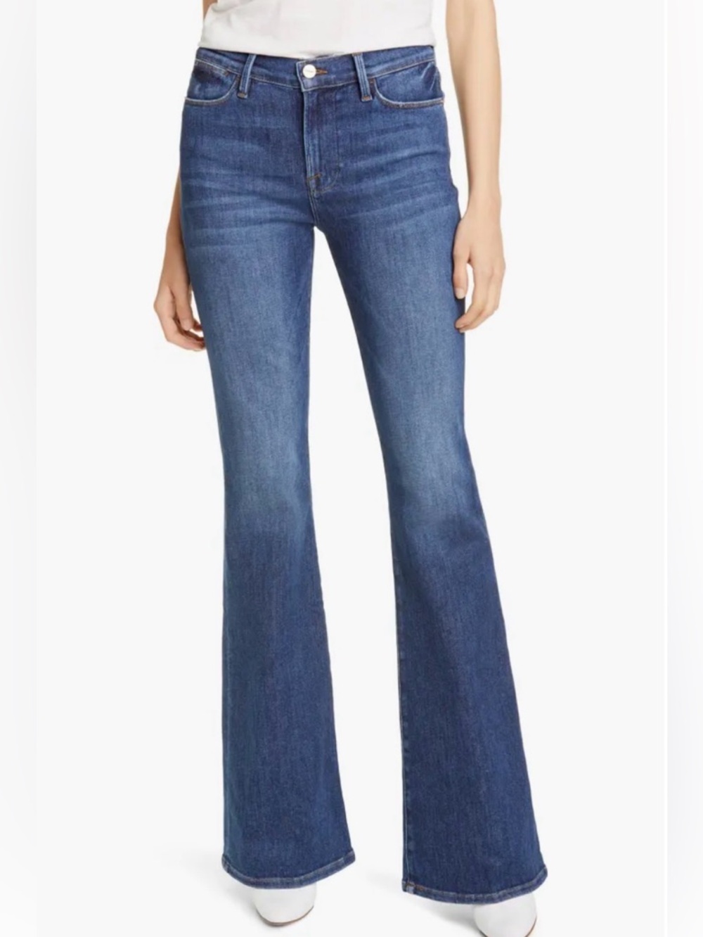 Frame Le High Waist Flare Jeans Split Side Stitched size 27.